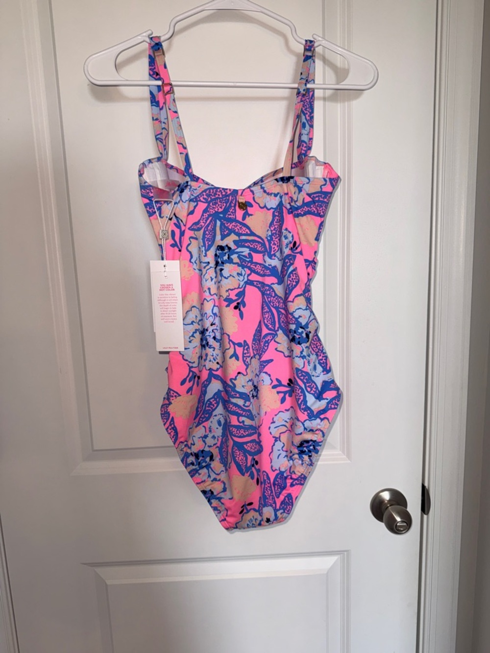 NWT Lilly Pulitzer Solaria Pink and Blue Floral One-Piece Swimsuit - Picture 2 of 4